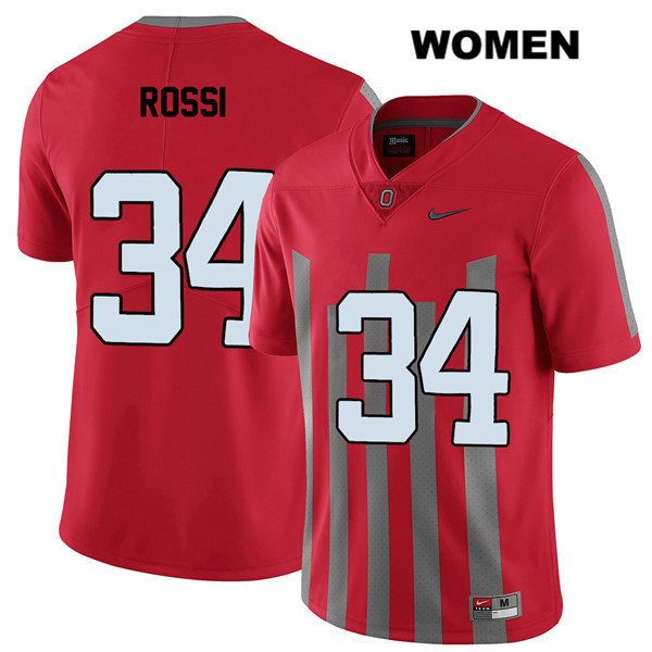 Ohio State Buckeyes Women's Mitch Rossi #34 Red Authentic Nike Elite College NCAA Stitched Football Jersey FO19I54HU
